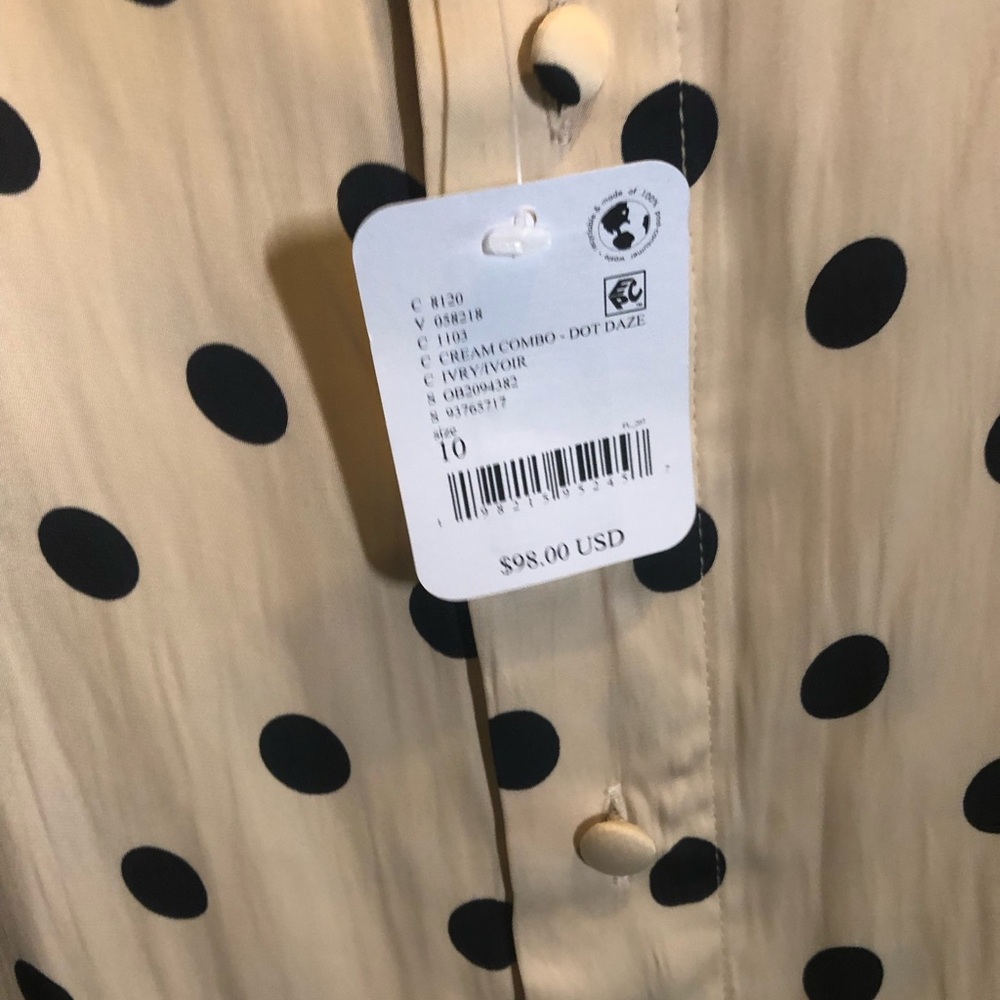 FREE PEOPLE Beige Polka Dot Button-Down Skirt - Picture 2 of 3